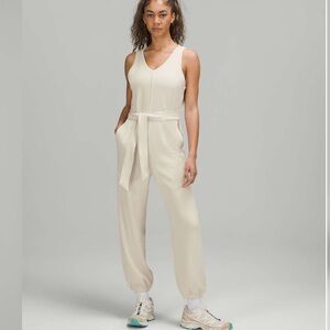 Lululemon Easy of it All V-Neck Jumpsuit, White Opal, Size 12.